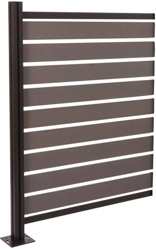 Alu Mülltonnen-Zaun HHG 947, Erweiterungselement Mülltonnenverkleidung, Holzoptik erweiterbar 130x100x6cm grau