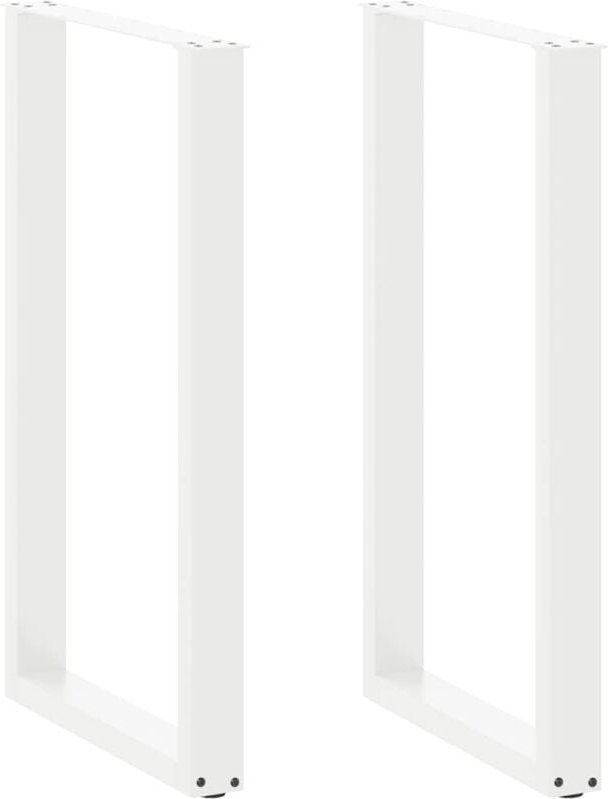 Bartischbeine U-Form 2 Stk. Weiß 60x(100-101) cm Stahl vidaXL
