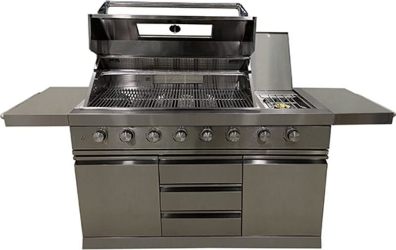 Outdoorküche Newcastle schwarz, 199 x 120 x 58 cm, inkl. 4-Brenner Gasgrill Außenküche - Buschbeck