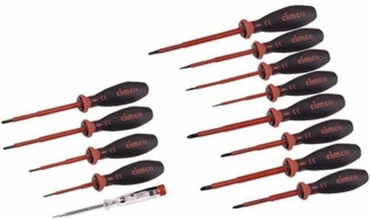 Cimco VDE Schraubendreher-Set 13teilig Schlitz, Kreuzschlitz Phillips, Kreuzschlitz Pozidriv, Innen