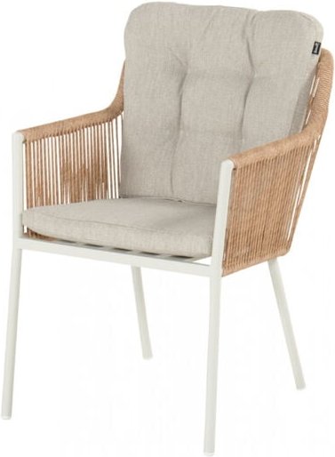 Cairo Twisted Wicker Dining Stuhl mit weißem Gestell inkl. Sitz- und Rückenkissen - Hartman
