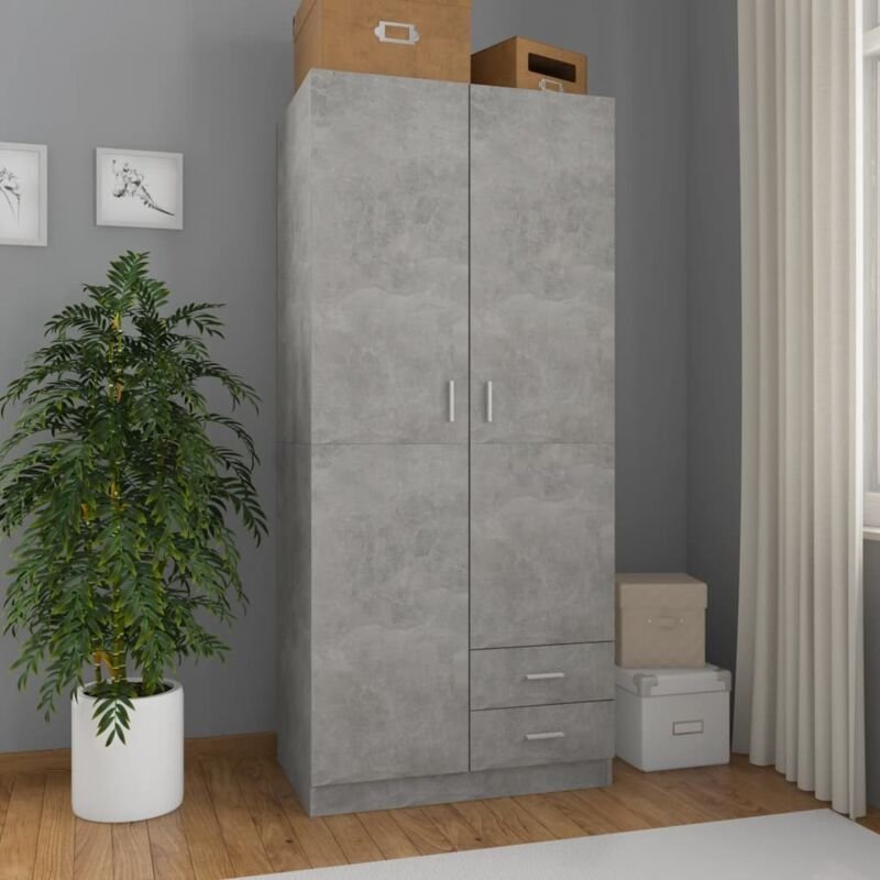 Kleiderschrank Betongrau 80x52x180 cm Holzwerkstoff - Vidaxl