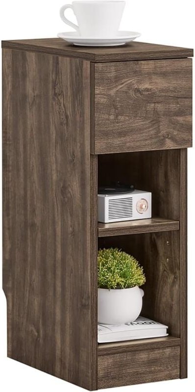 SoBuy Nachttisch schmal Nachtschrank Beistelltisch mit Schublade und 2 Ablage Nachtkästchen Nightstand für Schlafzimmer ...