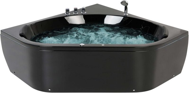 Beliani - Badewanne Schwarz 140 x 140 cm Sanitäracryl mit Massagefunktion Modern