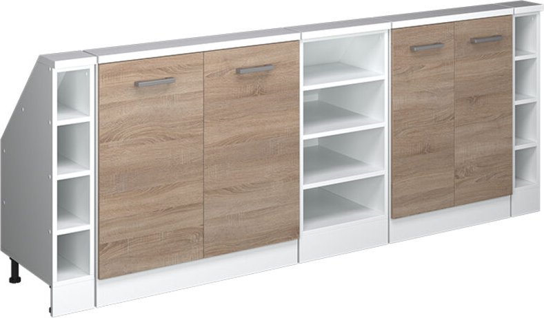 Dachschrägenschrank-Set Rion, Sonoma/Weiß, 5er Set, Vicco