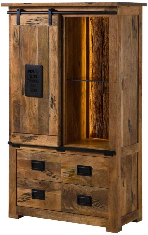 Schrank Mango / Altholz 90x45x150 natur lackiert RAILWAY LUX 115