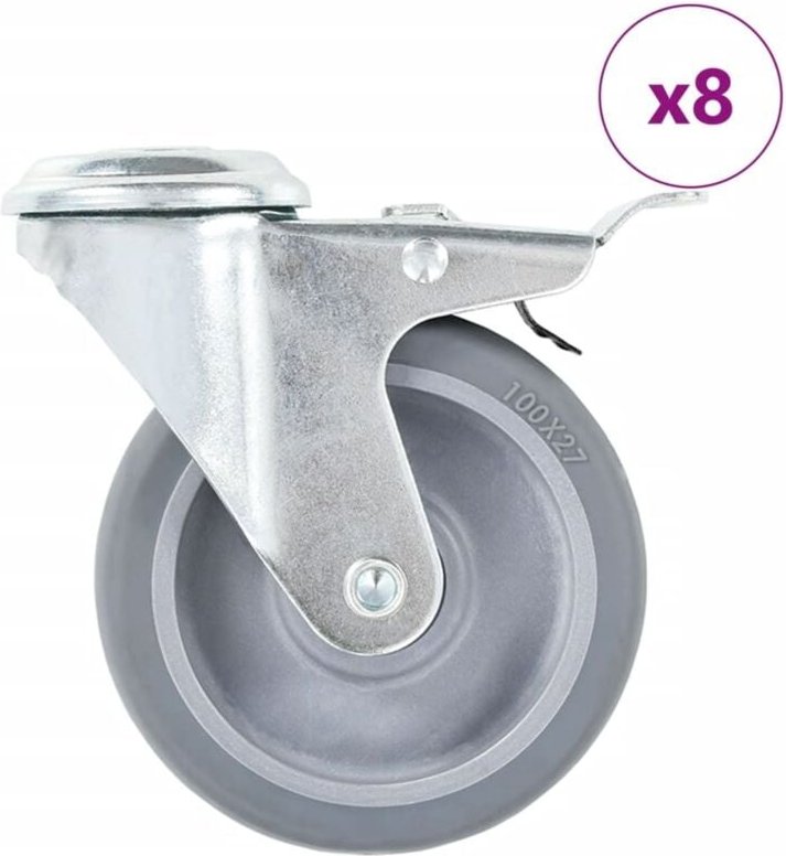 8 Stk. Lenkrollen mit Rückenloch 100 mm Vidaxl