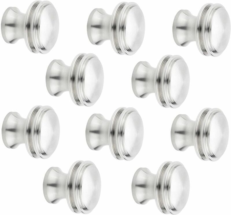 10 Stück Möbelknöpfe liverpool ø 30 mm Höhe 27 mm Edelstahl gebürstet Edelstahlknopf Schubladengriff