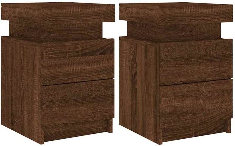 Vidaxl - Nachttische mit LED-Leuchten 2Stk. Braun Eiche-Optik 35x39x55cm