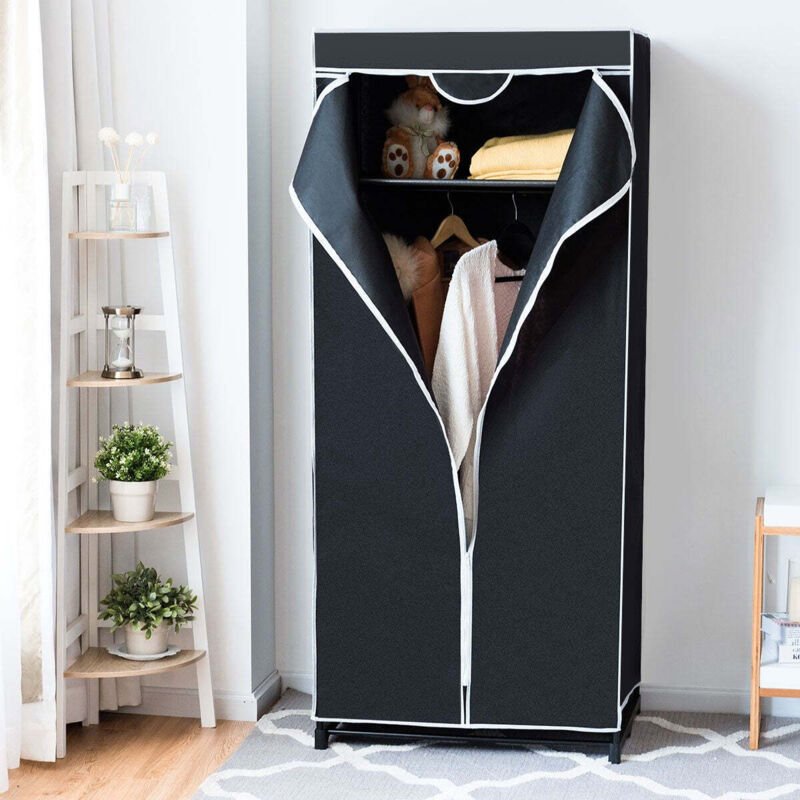 Thumbnail - Northix - 75 x 50 x 170 cm farbwahl kleiderschrank stoffschrank mit kleiderstange schwarz