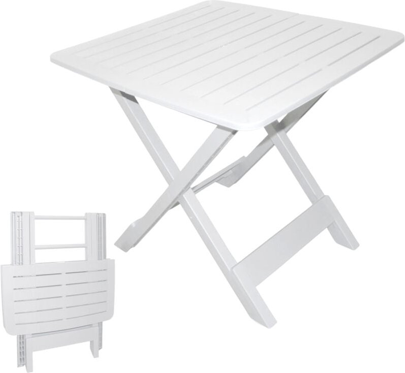 Spetebo - Klapptisch tevere in weiß - 80 x 72 cm - Beistelltisch Gartentisch Campingtisch
