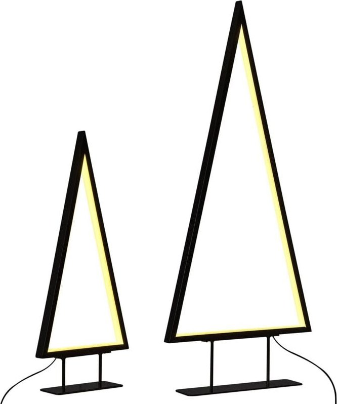 Weihnachtsdekoration Schwarz Metall 2er Set mit LED-Beleuchtung zum Aufstellen langes Kabel Tannenbaumform Deko Adventsd...