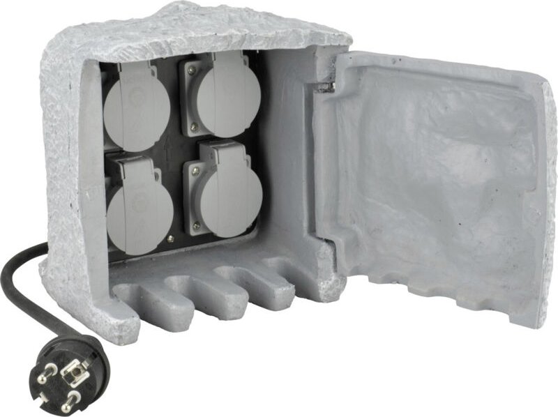 Steckdosen-Verteiler Stein 4 Steckdosen, 1,5 m Zuleitung Steckdosenleisten