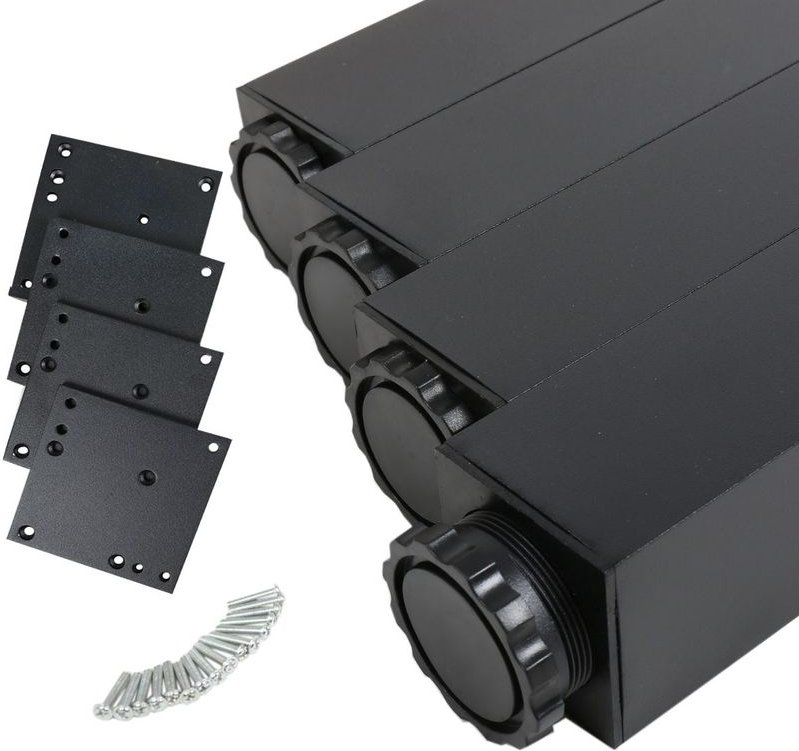 Ms Beschläge - Tischbeine 4er Set Schwarz Eckig 60 x 60mm Höhe 710mm Möbelbeine aus Aluminium