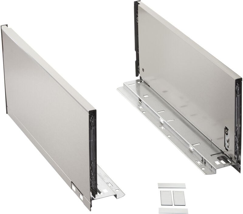 Schubkastenzargen legrabox pure Edelstahl mit Anti-Fingerprint inkl. Abdeckkappen 770C6502I Nennlänge 650 mm, Systemhöhe...