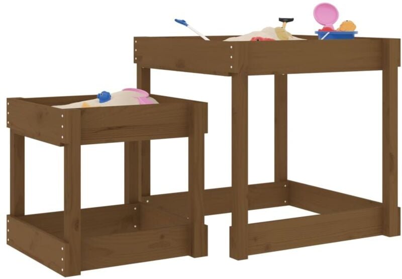 Sand-Spieltische 2 Stk. Honigbraun Massivholz Kiefer Vidaxl