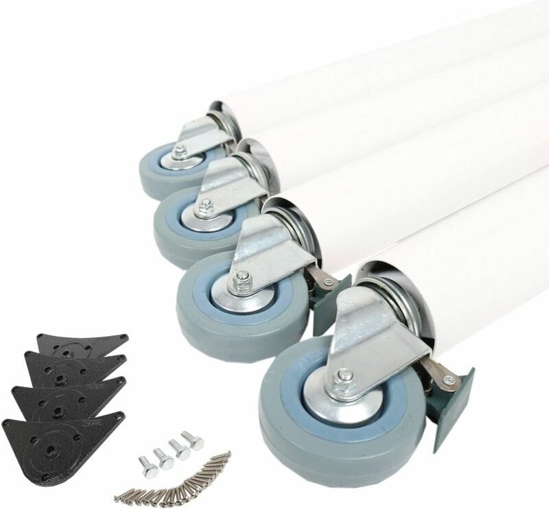 4er Set Tischbeine Tischstütze Tischfuss 710mm Möbelfuss Weiß auf Rollen mit Bremse