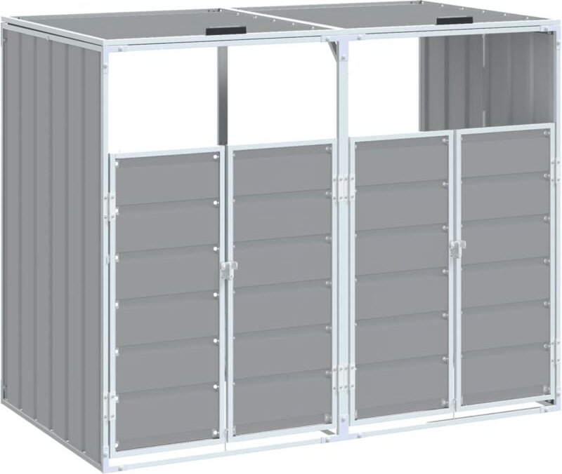 Mülltonnenbox für 2 Tonnen Grau 144x81x113 cm Stahl vidaXL
