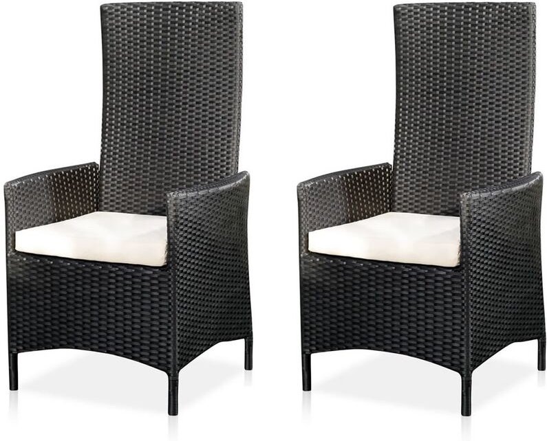 Rattansessel Sessel Stuhl Garten hochlehner Kissen Balkon Sitzmöbel schwarz 2er - Melko