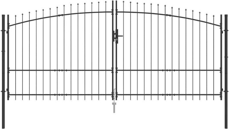 Gartentor mit Schloss Grau 175 x 400 cm Stahl Vidaxl