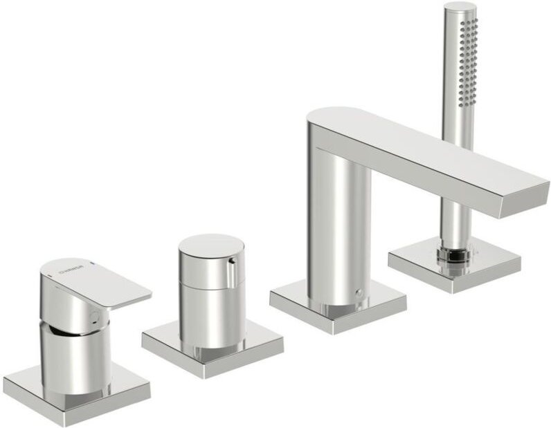 Hansa Stela Einhebelmischer Fertigmontageset für Wanne/Brause 5730 Rosette eckig Chrom