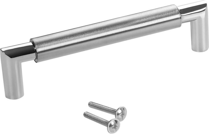 Sotech Möbelgriff E9 echt Edelstahl ø 16 mm mit Sockeln aus Metall, silberfarben, ba 128 mm, 10 Stück