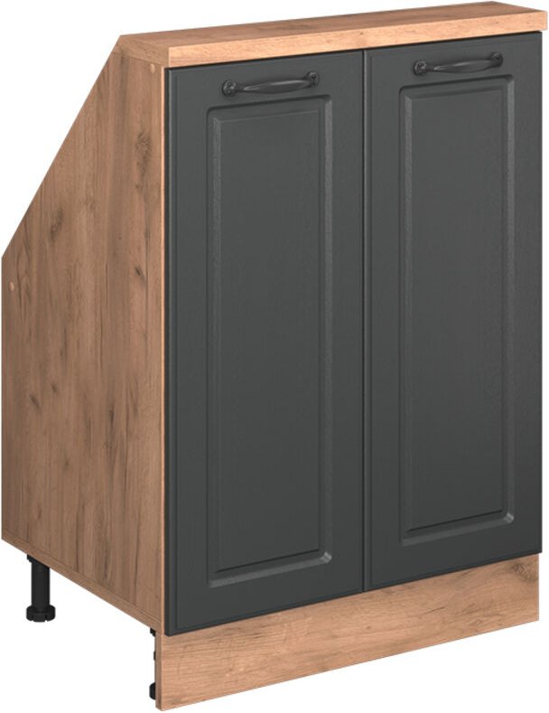 Dachschrägenschrank Rion, Goldkraft Eiche/Anthrazit Landhaus, mit 2 Türen, Vicco