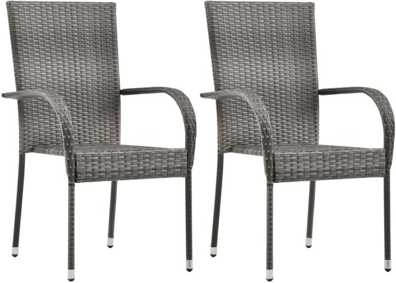 Vidaxl - Gartenstühle Stapelbar 2 Stk. Grau Poly Rattan