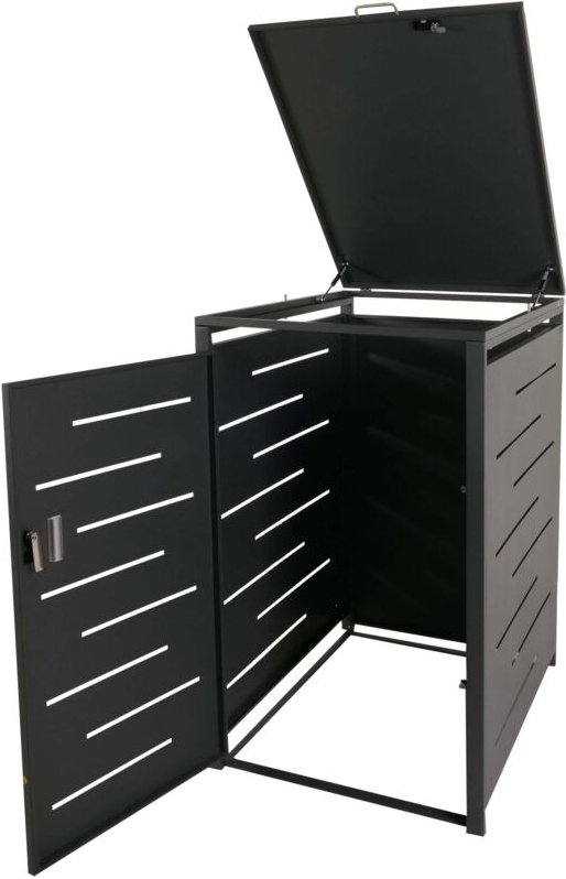 HHG - xl 1er-/2er-Mülltonnenverkleidung 389, Mülltonnenbox, erweiterbar 116x71x98cm anthrazit, Stahl 39kg