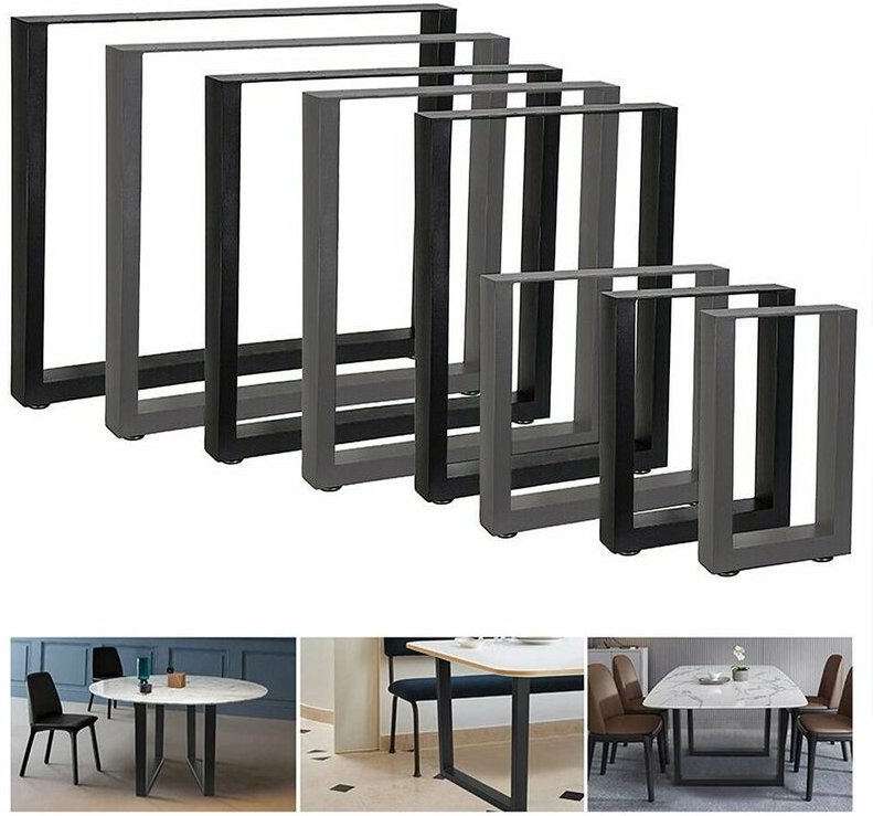 Mucola - 2er Set Tischgestell Schwarz 64x43 cm Tischuntergestell Tischkufen Tischbeine