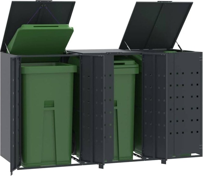 Vidaxl - Mülltonnenbox für 3 Tonnen Anthrazit 207x79x117 cm Stahl