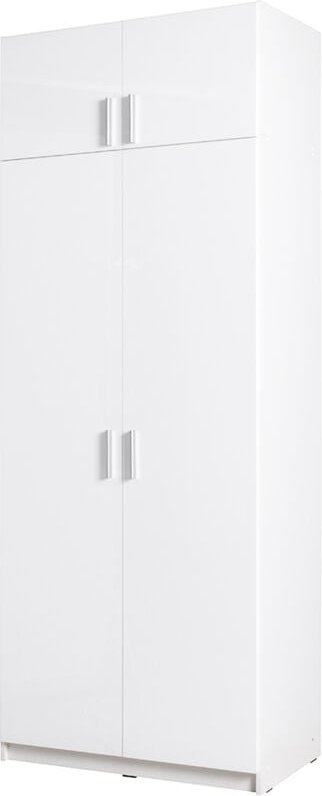 Lomadox - Kleiderschrank 2-türig mit Aufsatzschrank, 92cm breit, weiß Glanz, SELAWIK-166