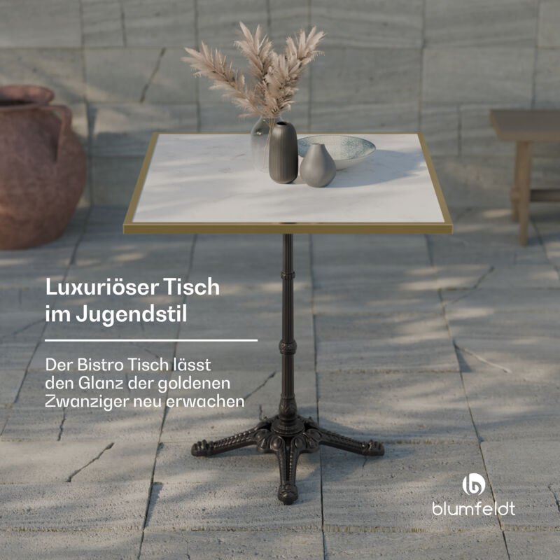 Stabiler Klapptisch mit echter Marmortischplatte - witterungsresistent & pflegeleicht - ideal als Camping- oder Gartenti...