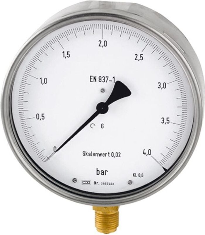 Riegler - Feinmessmanometer, g 1/2 radial unten, 0 - 400,0 bar, ø 160