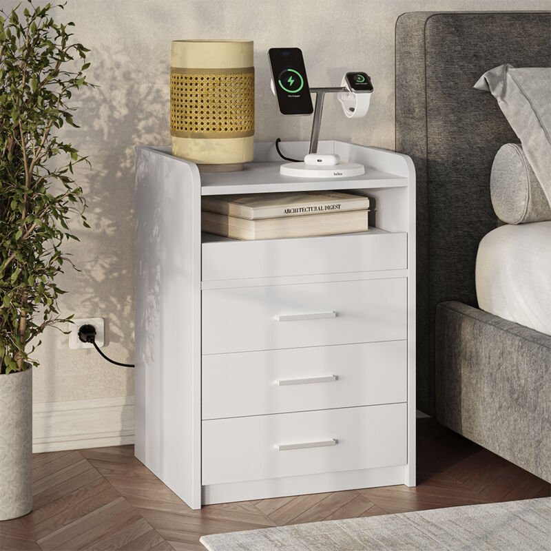 Nachttisch Edis, Weiß, 2er Set, Vicco