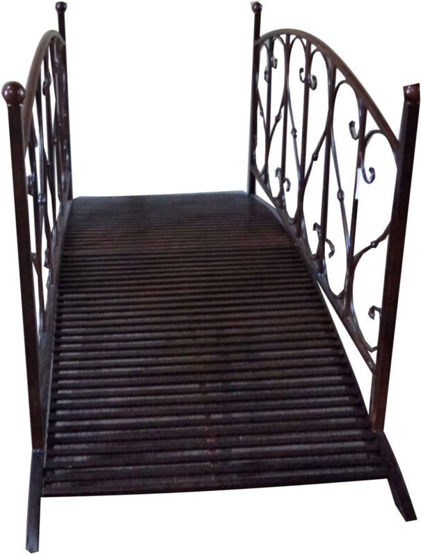 Lomadox - Gartenbrücke mit Geländer GARDA-120 in schwarzbraun, b/h/t: ca. 180/90/80 cm - schwarz