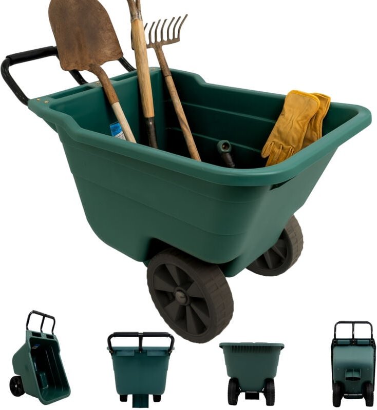 Gartenwagen Schubkarre kippsicher 250 kg 90 L Kunststoffwanne Stahlgriff PU Räder 98x55x64 cm