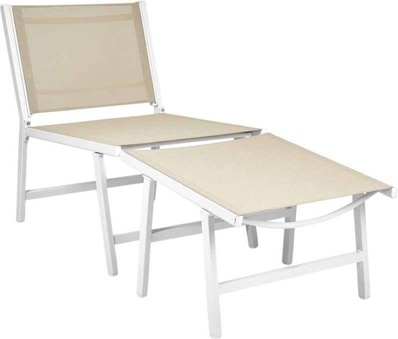 Beliani - Gartenstuhl Beige Aluminium mit Hocker Schnelltrocknende Bespannung Rückenlehne Modernes Design Terrasse Balko...