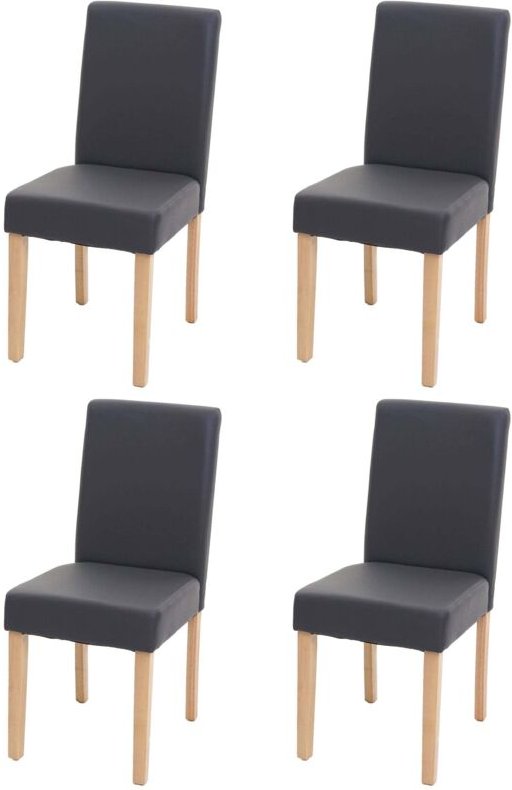 4er-Set Esszimmerstuhl Stuhl Küchenstuhl Littau MVG-zertifiziert Kunstleder, grau matt, helle Beine