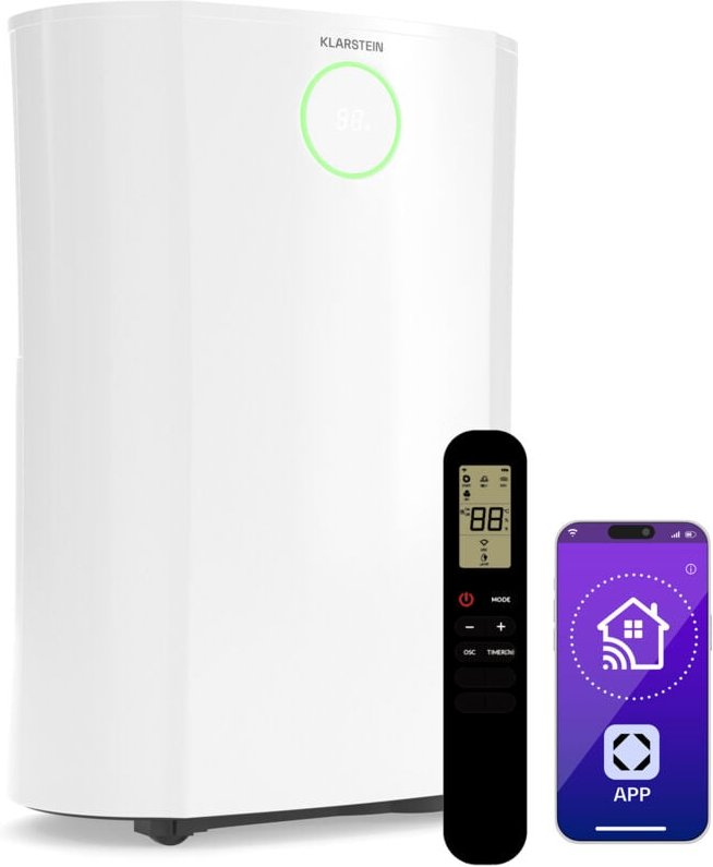 Klarstein - DryFy ProConnect 16L Luftentfeuchter - Wi-Fi App Steuerung, 24h Timer, 16L/Tag, Aktivkohlefilter, Raumgröße ...