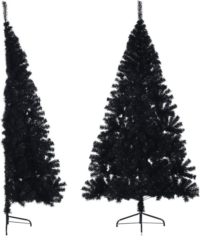 Thumbnail - Künstlicher Halb-Weihnachtsbaum mit Ständer Schwarz 180 cm PVC vidaXL