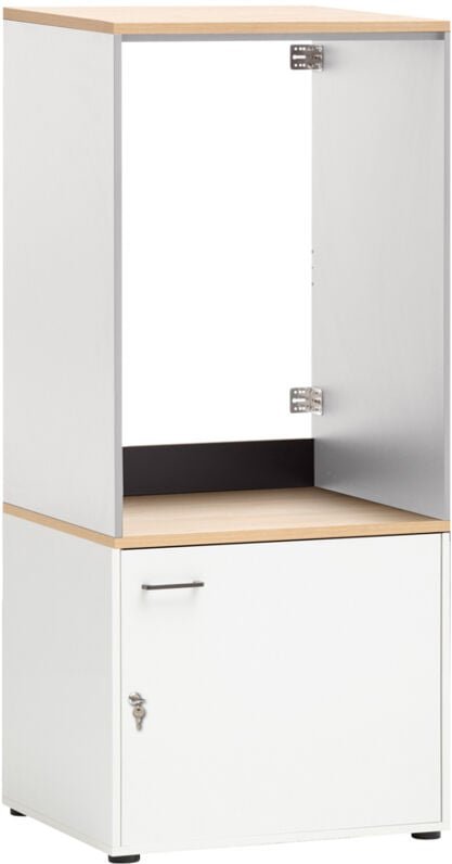 Waschmaschinenumbau mit abschließbarem Unterschrank in weiß matt mit Eiche STOBY-80