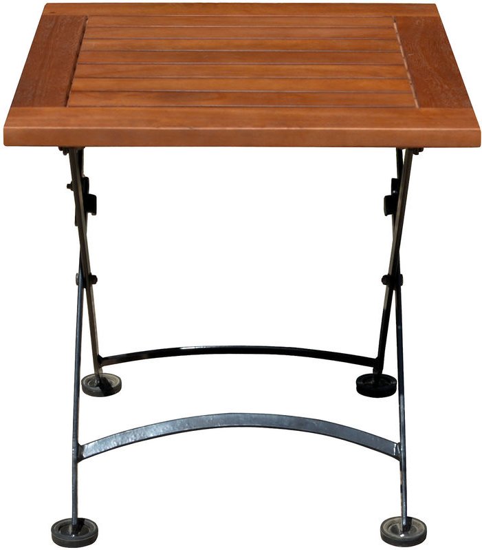 Spetebo - Eukalyptus Gartentisch quadratisch - 50 x 45 cm - Beistelltisch mit Metall Gestell klappbar