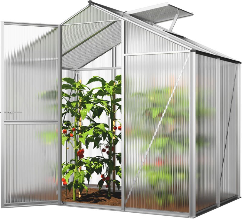 Gewächshaus ECO-Star 2 Alu-Rahmen 192x131 cm, 8 mm Doppelstegplatten formstabil & witterungsbeständig - GFP