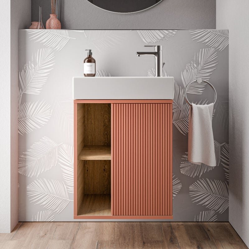 Waschtischunterschrank Duravit beldivo 50 cm mit Waschbecken - Türanschlag rechts, Aprikot matt