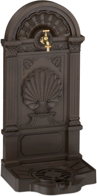 Standbrunnen, Antik-Stil, hbt: 82,5x39x32 cm, Nostalgie, Garten, Terrasse, Wasserhahn, Becken, stehend, braun - Relaxday...