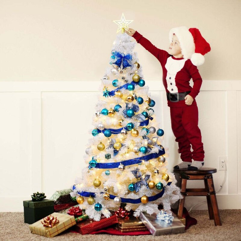 Thumbnail - Northix - Weihnachtsbaum kunstlicher tannenbaum christbaum mit metallstander 150 240 cm wei 150 cm