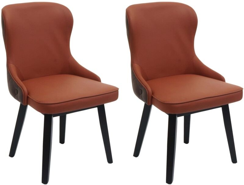 2er-Set Esszimmerstuhl HHG 713, Polsterstuhl Küchenstuhl Lehnstuhl Stuhl, Stoff/Textil Massiv-Holz terracotta-braun