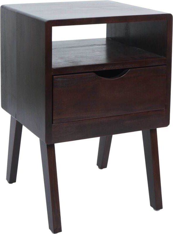 Nachttisch HHG-339, Kommode Beistelltisch Nachtschrank Schrank, Schublade Fach 64x42x40cm dunkelbraun