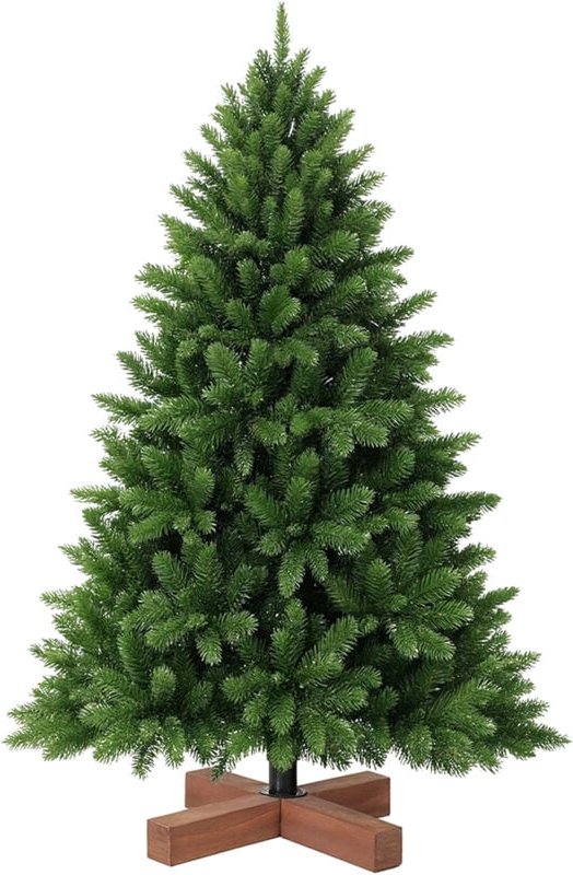 Relaxdays künstlicher Weihnachtsbaum, 180 cm, Spritzguss & PVC Nadeln, Holzständer, Tasche, Tannenbaum naturgetreu, grün